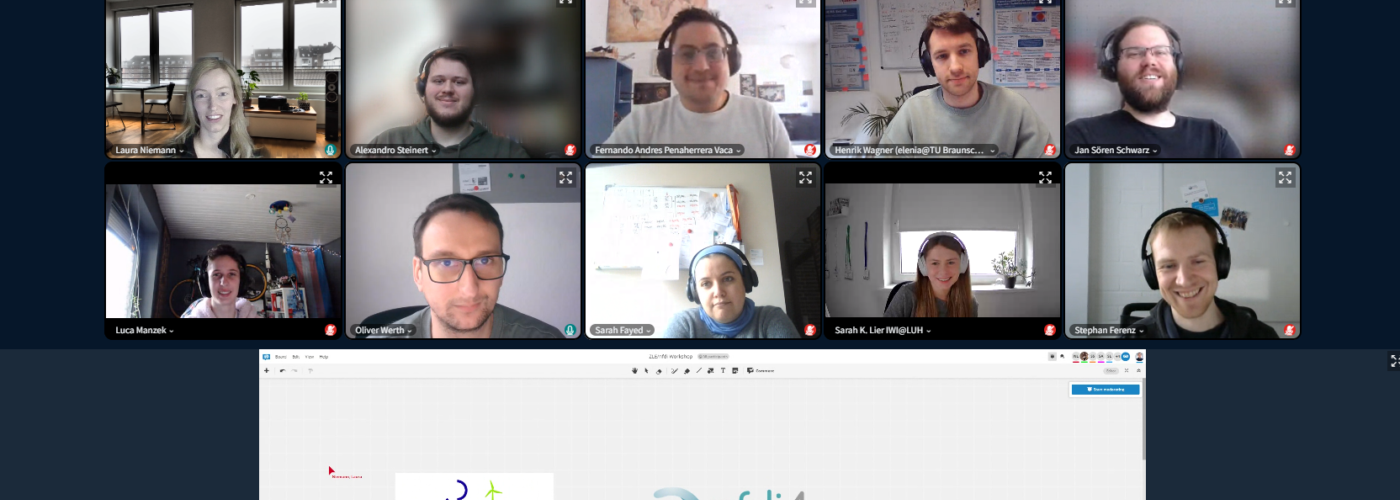 Eine Personengruppe in einem virtuellen Meeting.